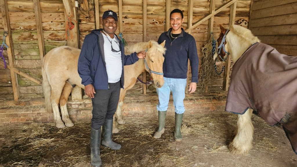 Aristide and Ace in the stables